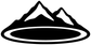 Black mountain silhouette vinyl decal with white outline and oval ring base