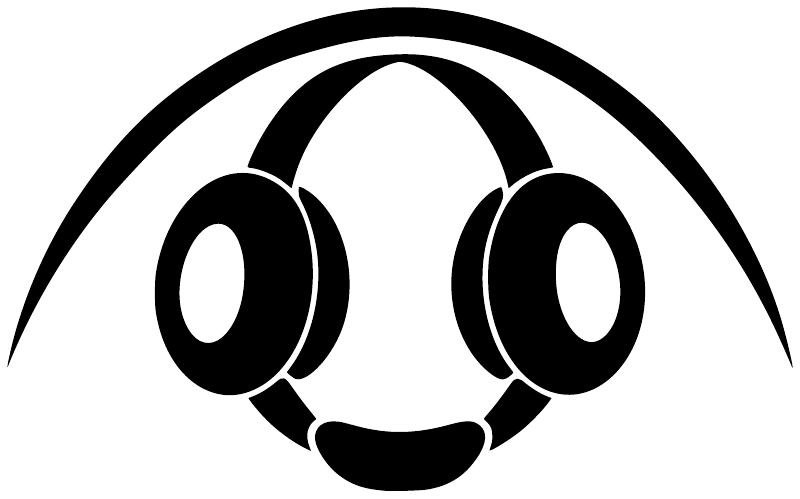 Black-and-white wrestling ear guard headset vinyl decal with central face icon