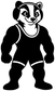 Black-and-white wrestling badger character vinyl decal, full-body