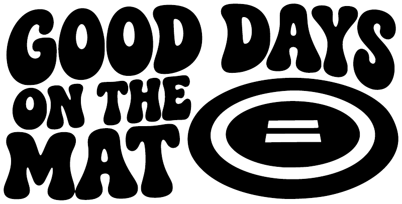 Vinyl decal close-up: GOOD DAYS ON THE MAT text with oval icon