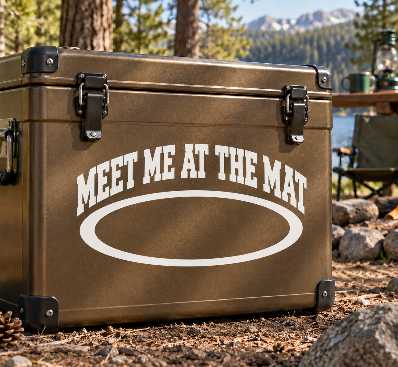 Vinyl wrestling decal: Meet Me at the Mat with oval ring