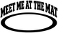 Vinyl wrestling decal, bold black Meet Me at the Mat with oval outline