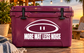 Vinyl decal with white eye logo and "MORE MAT LESS NOISE" text on maroon
