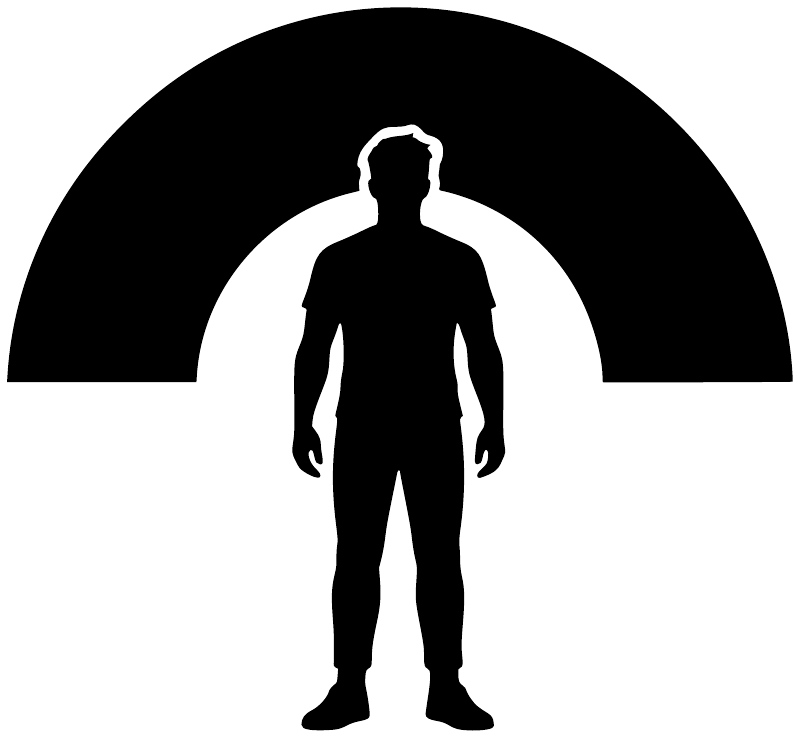 Yoga mountain vinyl decal: standing yoga silhouette with white arch over black