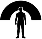 Yoga mountain vinyl decal: standing yoga silhouette with white arch over black