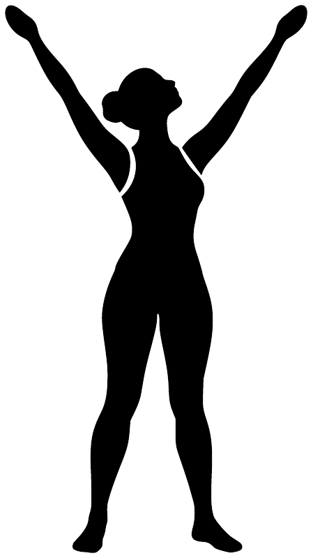 Black yoga woman silhouette decal, arms raised