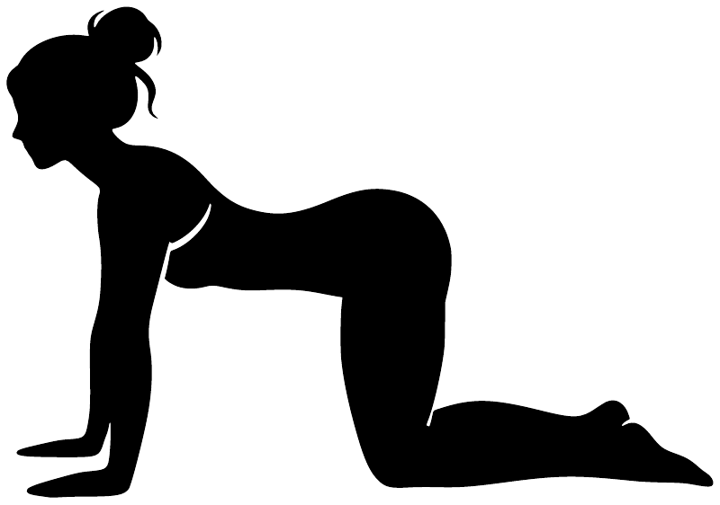 Black yoga pose silhouette vinyl decal, kneeling stretch figure