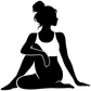 Yoga seated twist vinyl decal silhouette of a woman seated in twist pose, black on white
