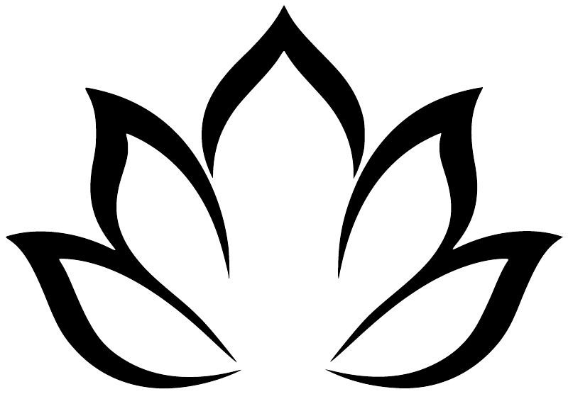 Black-and-white lotus flower vinyl decal, unfolding petals design