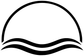 Yoga breathing arch vinyl decal icon, white arch and wave lines on black outline