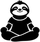 Sloth yoga vinyl decal, smiling sloth in lotus pose with black-and-white artwork
