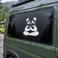 Yoga panda pause vinyl decal of white panda meditating with hands together
