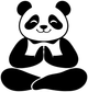 Yoga panda pause vinyl decal close-up: black-and-white panda sitting with clasped paws