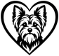 Black and white Yorkshire terrier face heart vinyl decal