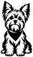 Yorkshire terrier vinyl decal with black bandana, high-contrast black-and-white
