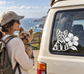 Yorkshire terrier and flower vinyl decal on car window