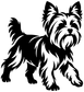Yorkshire terrier vinyl decal, black and white standing dog silhouette