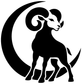Black Aries ram and crescent moon vinyl decal, detailed silhouette