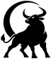 Bull and crescent zodiac vinyl decal in black and white, close-up