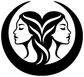 Gemini twin faces vinyl decal in black with white profile lines inside a circle