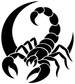 Scorpio scorpion crescent vinyl decal close-up, black and white design