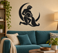 Aquarius zodiac vinyl decal featuring water bearer silhouette in black on crescent moon