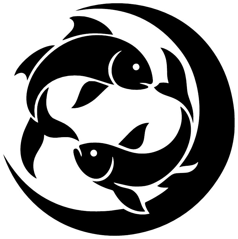 Black and white twin fish crescent zodiac vinyl decal symbol