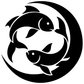 Black and white twin fish crescent zodiac vinyl decal symbol