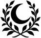 Black vinyl crescent moon with botanical arch leaf decal, bold silhouette