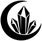Crescent moon and crystal vinyl decal in black and white