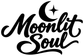 Vinyl decal close-up: black Moonlit Soul lettering with crescent moon and star