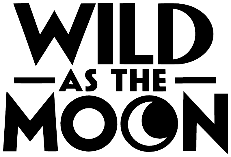 Vinyl decal featuring bold black “Wild as the Moon” text, close-up