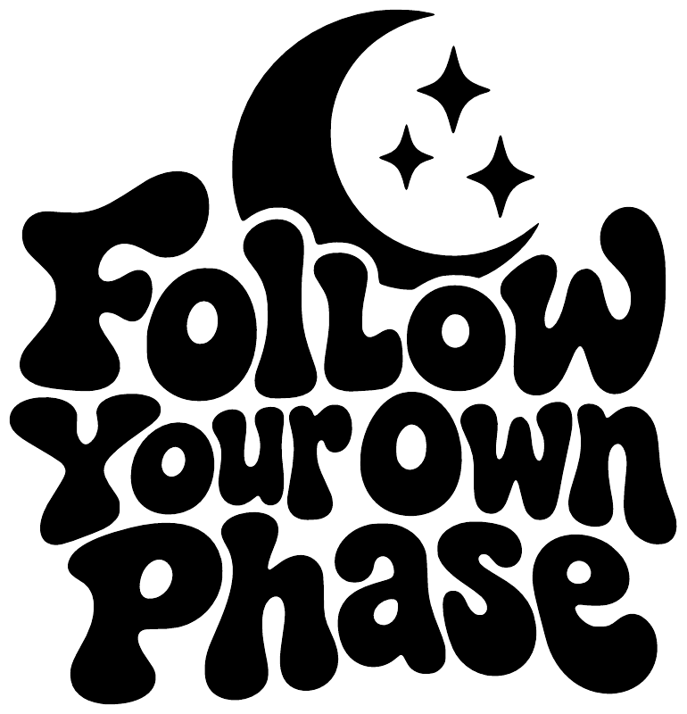 Black vinyl decal close-up with crescent moon, three stars, and drippy stylized lettering