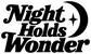 Night Holds Wonder vinyl decal with bold black lettering and crescent star graphic