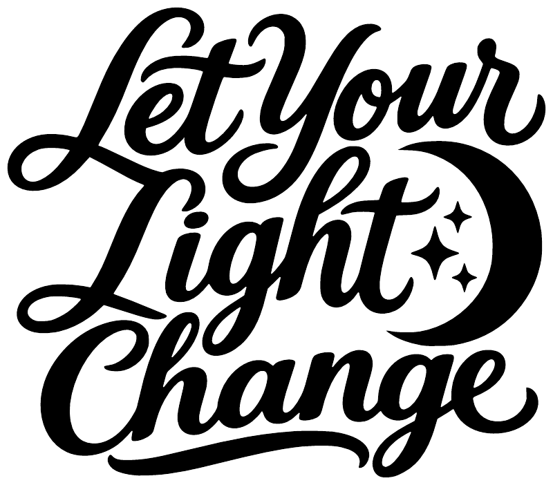 Vinyl decal text “Let Your Light Change” in black script with moon and stars