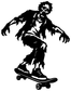 Black zombie skateboard vinyl decal on white background, large detailed silhouette.