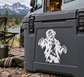 Zombie vinyl decal featuring white cartoon zombie head on dark rectangular surface