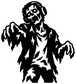 Zombie vinyl decal with black-and-white dripping zombie figure portrait
