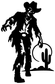 Black zombie cowboy vinyl decal with cactus silhouette