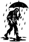 Zombie umbrella vinyl decal close-up silhouette with rain drops and puddles