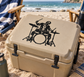 Zombie drummer vinyl decal silhouette on beige hard cooler case
