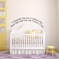 Nursery wall decal with cursive quote and butterfly and ladybug icons