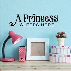 Magical wall decal: 'A Princess Sleeps Here' text