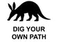 Aardvark silhouette wall decal with 'DIG YOUR OWN PATH' lettering