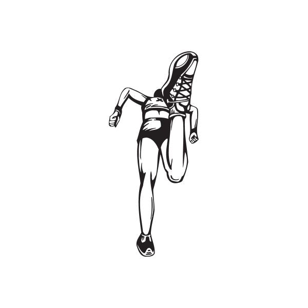 Parkour decal sticker: black outline jumping runner with outstretched arms