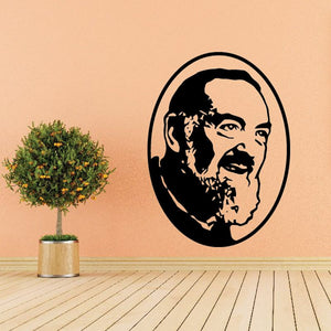 Abraham wall decal, oval black silhouette of bearded man raising hand