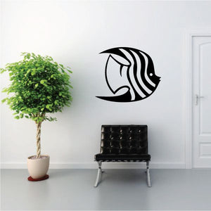 Abstract angel fish wall decal, black and white