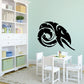 Abstract angry snake wall decal, bold black design with white highlights