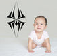 Black angular spider decal with web-like lines and central round dot