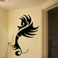 Abstract seahorse silhouette wall decal, black, flowing fins and tail